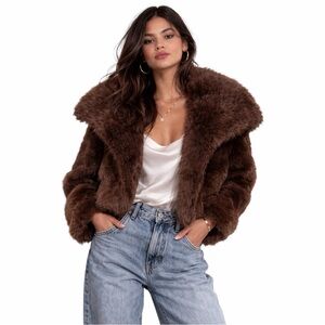 NWT Brown Faux Fur Oversized Jacket